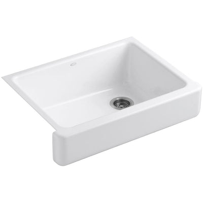 Whitehaven Farmhouse Apron Front Self-Trimming Cast Iron 30 in. Single Bowl Kitchen Sink in White - Super Arbor