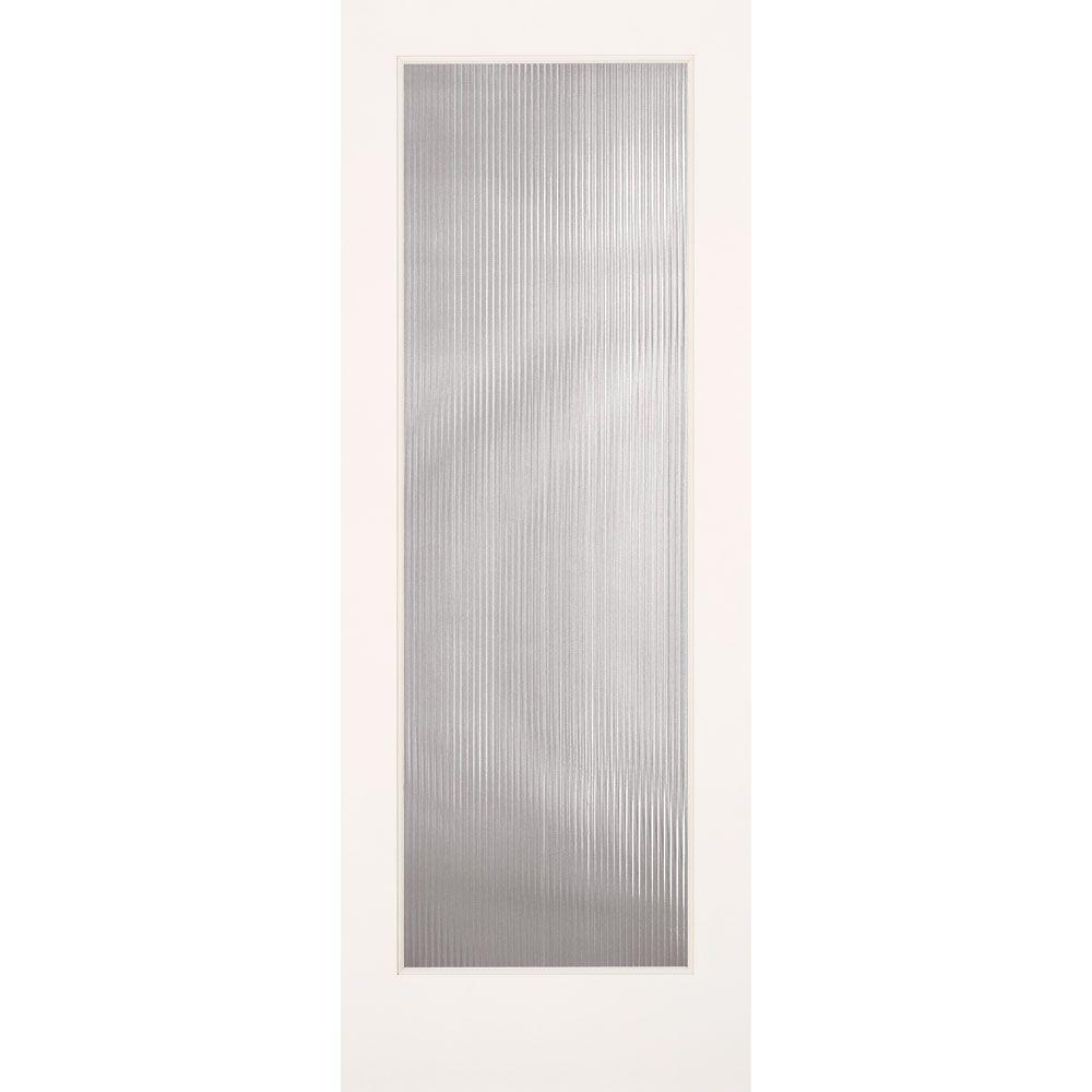 30 in. x 80 in. Reed Smooth 1 Lite Primed MDF Interior Door Slab - Super Arbor