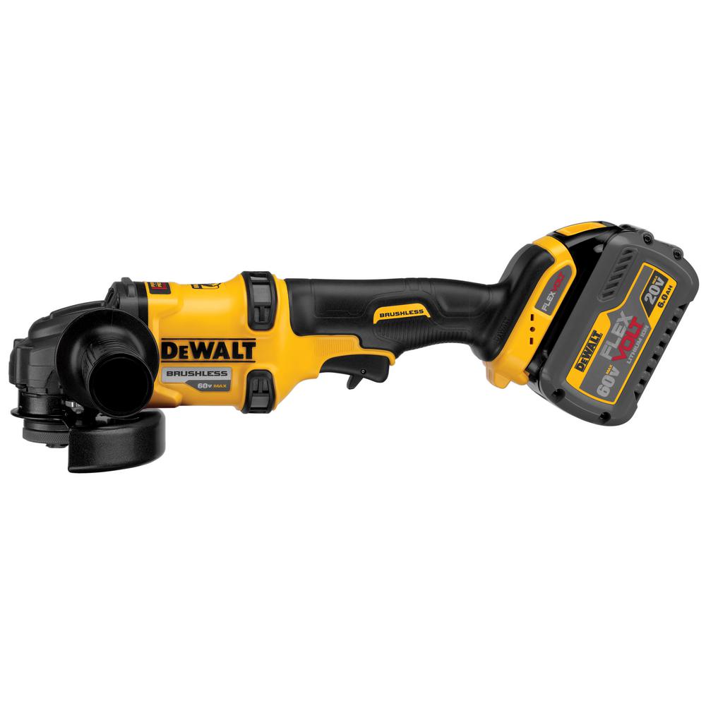FLEXVOLT 60-Volt MAX Lithium-Ion Cordless Brushless 4-1/2 in. Angle Grinder with Battery, Charger, Bag and Bonus Battery