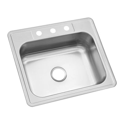Drop-In Stainless Steel 25 in. 3-Hole Single Bowl Kitchen Sink