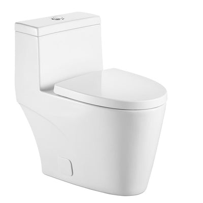 Modern Double Flush Toilet 1 Piece Of 1.28 GPF White Flush Toilet, Extended Toilet With Toilet
