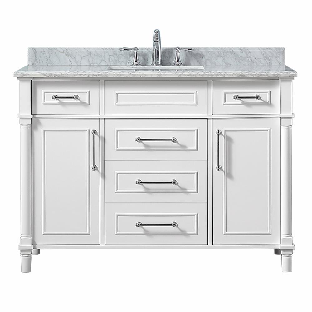 Aberdeen 24 in. W x 20 in. D Bath Vanity in White with Carrara Marble Top with White Sink - Super Arbor