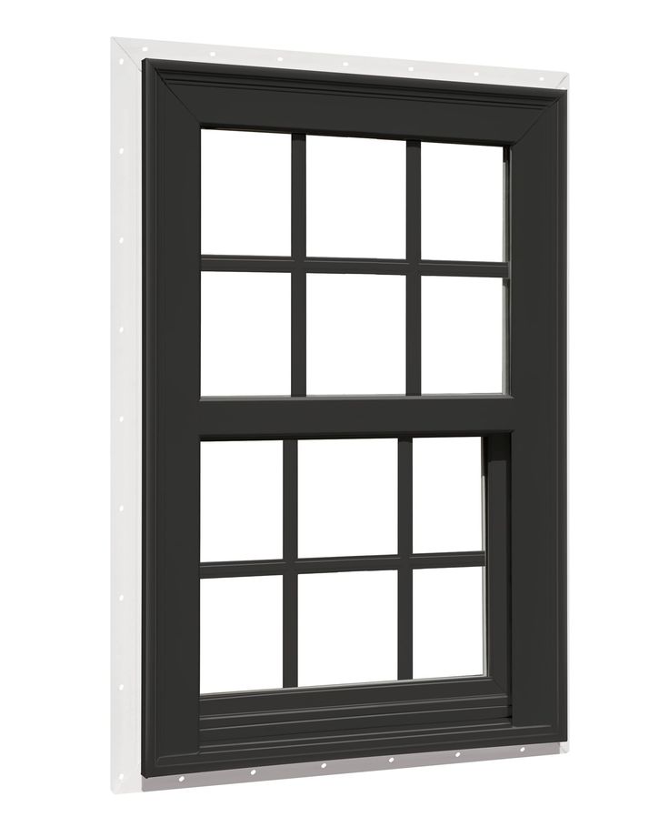 RELIABILT 150 Series New Construction 35-1/2-in x 71-1/2-in x 3-1/4-in Jamb Black Vinyl Dual-pane Single Hung Window with Grids Half Screen Included