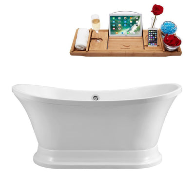 68 in. Acrylic Flatbottom Non-Whirlpool Bathtub in White - Super Arbor