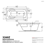 Zircon 5 ft. Right Drain Rectangular Drop-in Whirlpool Bathtub in White - Super Arbor