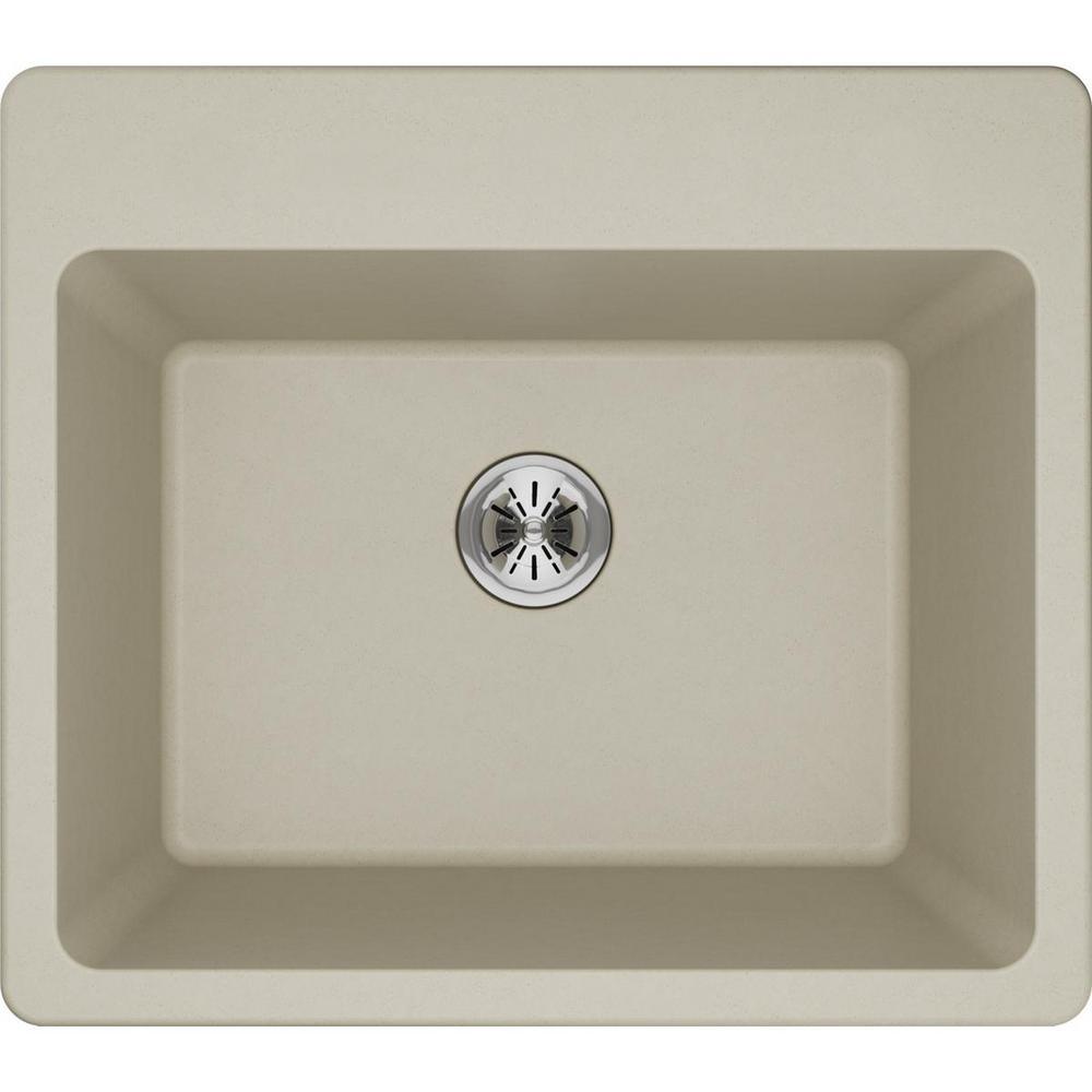 Quartz Classic Perfect Drain Drop-In 25 in. Laundry Sink in White - Super Arbor