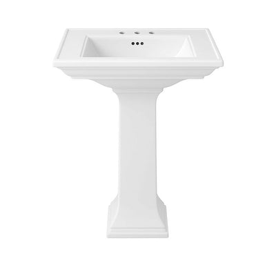 KOHLER Memoirs Stately Ceramic Pedestal Bathroom Sink Combo, White, 4-Inch Centerset