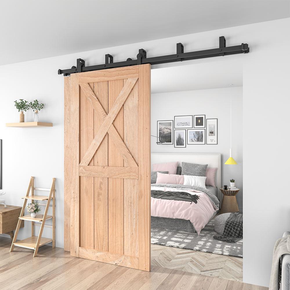 6 ft./72 in. Steel Bypass Sliding Barn Door Hardware Track for Double Wooden Doors Closet Kitchen Kit - Super Arbor