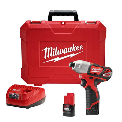 M12 12-Volt Lithium-Ion Cordless 1/4 in. Impact Driver Kit W/(2) 1.5Ah Batteries, Charger & Case - Super Arbor