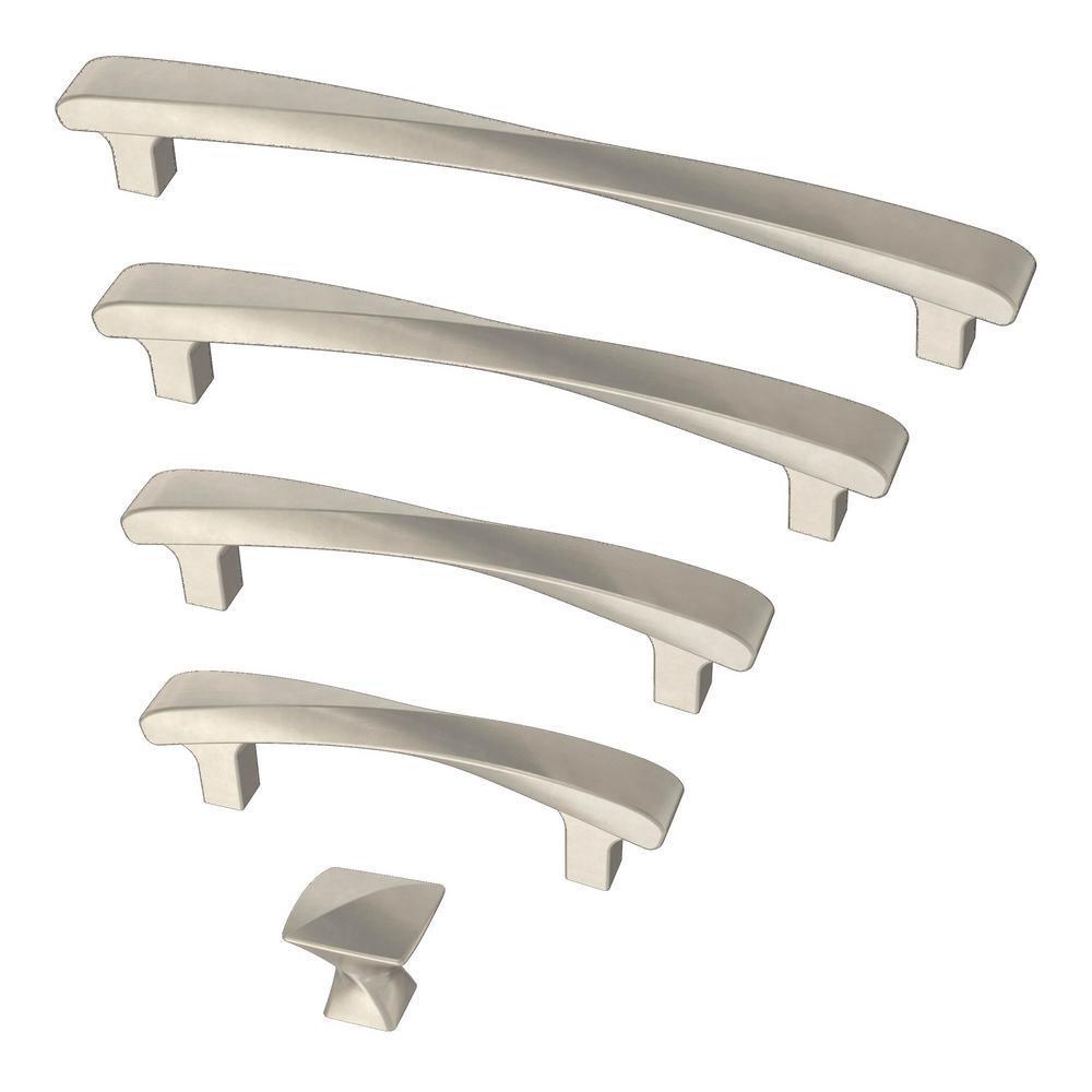 Modern Twist 5-1/16 in. (128 mm) Satin Nickel Drawer Pull - Super Arbor