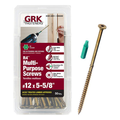 #12 x 5-5/8 in. R4 Multi-Purpose Star Drive Flat Head Screw (50 per Pack) - Super Arbor