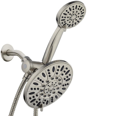 48-spray 7 in. Dual Shower Head and Handheld Shower Head with Body spray in Brushed Nickel - Super Arbor