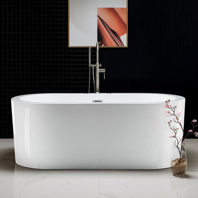 Bologna 67 in. Acrylic Freestanding Whirlpool and Air Bathtub with Drain and Overflow Included in White - Super Arbor