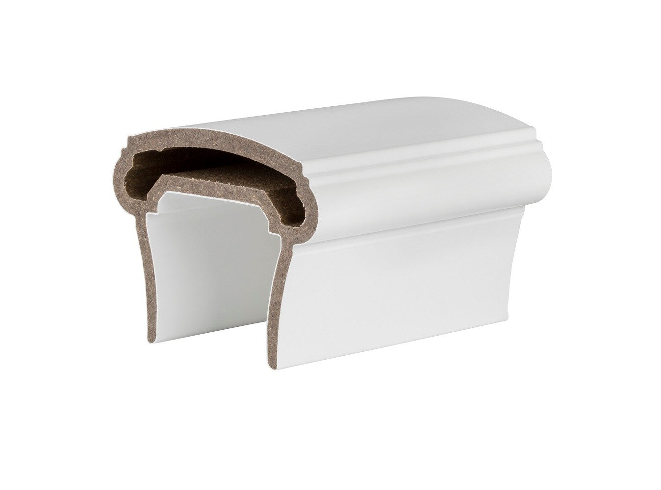 A single green leaf against a white background.