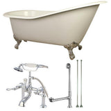 Slipper 62 in. Cast Iron Clawfoot Bathtub in White with Faucet Combo in Polished Brass - Super Arbor
