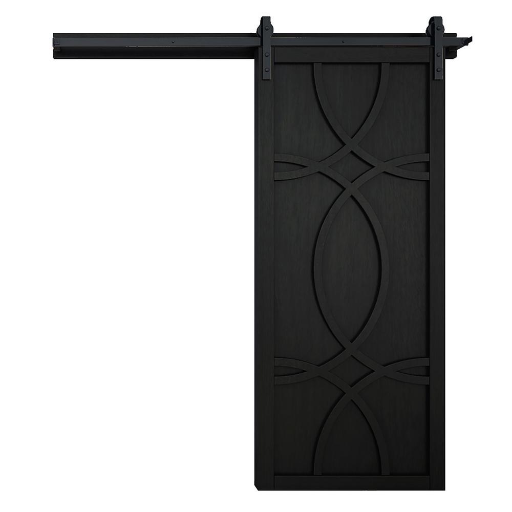 42 in. x 84 in. Hollywood Bright White Wood Sliding Barn Door with Hardware Kit - Super Arbor