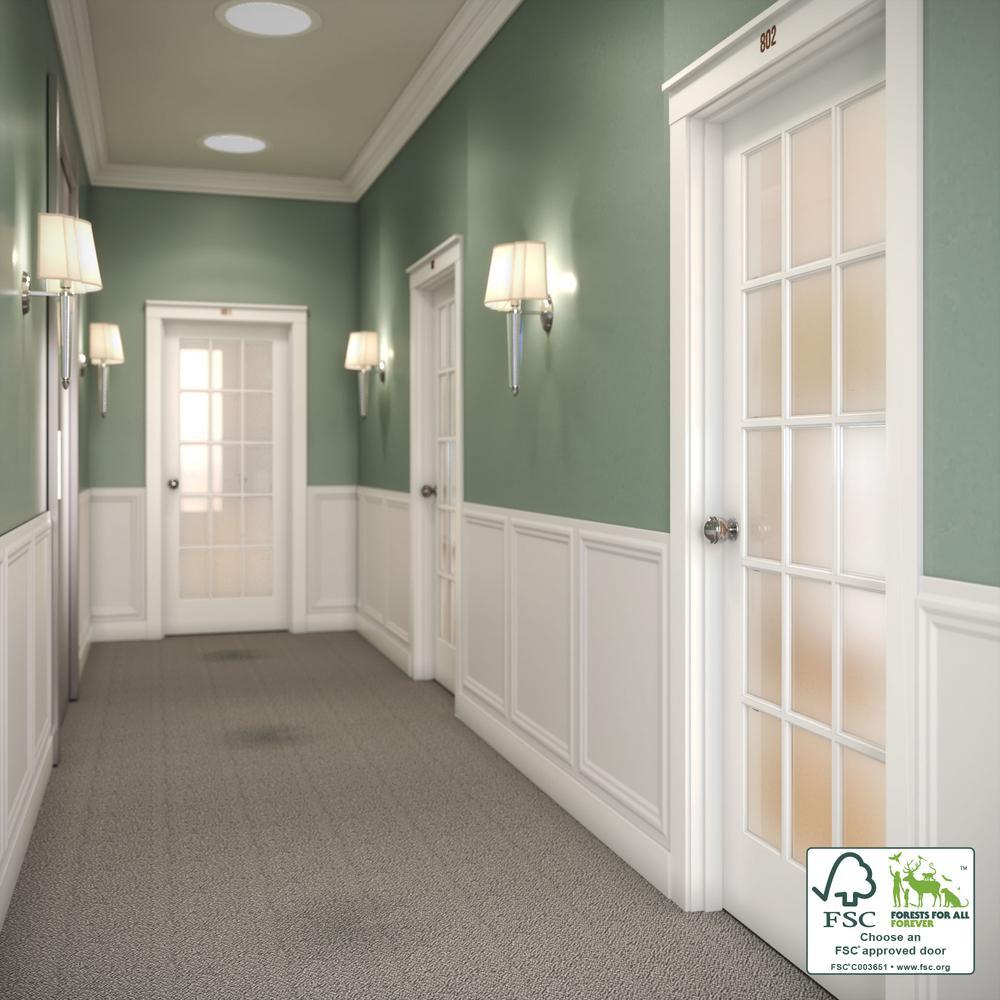 28 in. x 80 in. Clear Glass 15-Lite True Divided White Finished Solid French Interior Door Slab - Super Arbor