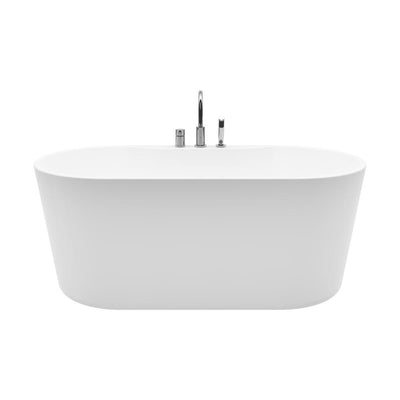Coral 56 in. Acrylic Freestanding Flatbottom Non-Whirlpool Bathtub in White All-in-One Kit - Super Arbor