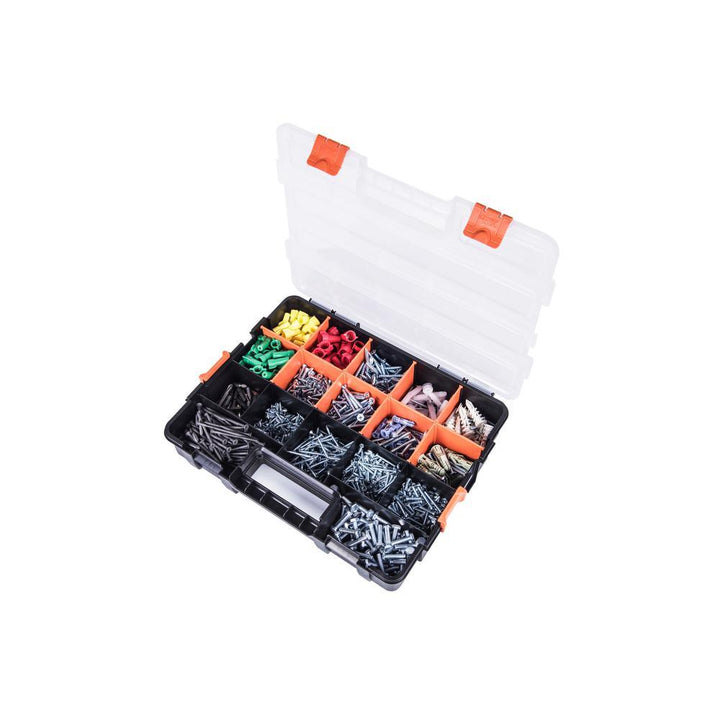 15-Compartment Interlocking Small Parts Organizer in Black (2-Pack