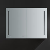 Fresca Tiempo 48-in x 36-in Lighted LED Fog Free Surface/Recessed Mount LED Lighting Mirrored Soft Close Medicine Cabinet with Outlet
