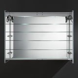 Fresca Tiempo 48-in x 36-in Lighted LED Fog Free Surface/Recessed Mount LED Lighting Mirrored Soft Close Medicine Cabinet with Outlet