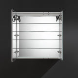 Fresca Tiempo 35.4-in x 35.4-in Lighted LED Fog Free Surface/Recessed Mount LED Lighting Mirrored Soft Close Medicine Cabinet with Outlet