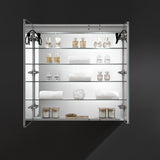 Fresca Tiempo 35.4-in x 35.4-in Lighted LED Fog Free Surface/Recessed Mount LED Lighting Mirrored Soft Close Medicine Cabinet with Outlet