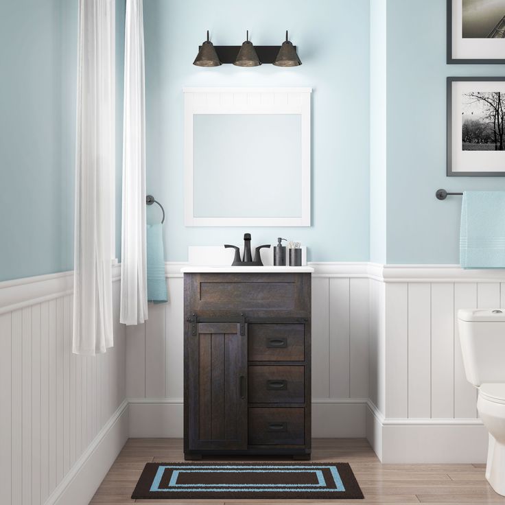 Style Selections Morriston 24-in Distressed Java Undermount Single Sink Bathroom Vanity with White Engineered Stone Top