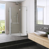 Piedmont 36.125 in. x 73.375 in. Frameless Neo-Angle Hinged Corner Shower Enclosure in Brushed Nickel with Clear Glass - Super Arbor