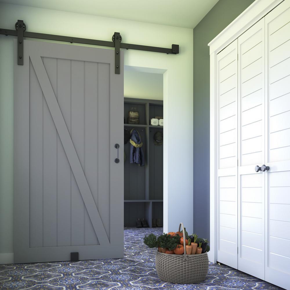 36 in. x 84 in. Z-Shape Solid Core Grey Finished Interior Barn Door Slab - Super Arbor
