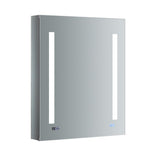 Fresca Tiempo 24-in x 30-in Lighted LED Fog Free Surface/Recessed Mount LED Lighting- Left Mirrored Soft Close Medicine Cabinet with Outlet