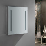 Fresca Tiempo 24-in x 30-in Lighted LED Fog Free Surface/Recessed Mount LED Lighting- Left Mirrored Soft Close Medicine Cabinet with Outlet