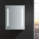 Fresca Tiempo 24-in x 30-in Lighted LED Fog Free Surface/Recessed Mount LED Lighting- Left Mirrored Soft Close Medicine Cabinet with Outlet