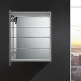 Fresca Tiempo 24-in x 30-in Lighted LED Fog Free Surface/Recessed Mount LED Lighting- Left Mirrored Soft Close Medicine Cabinet with Outlet