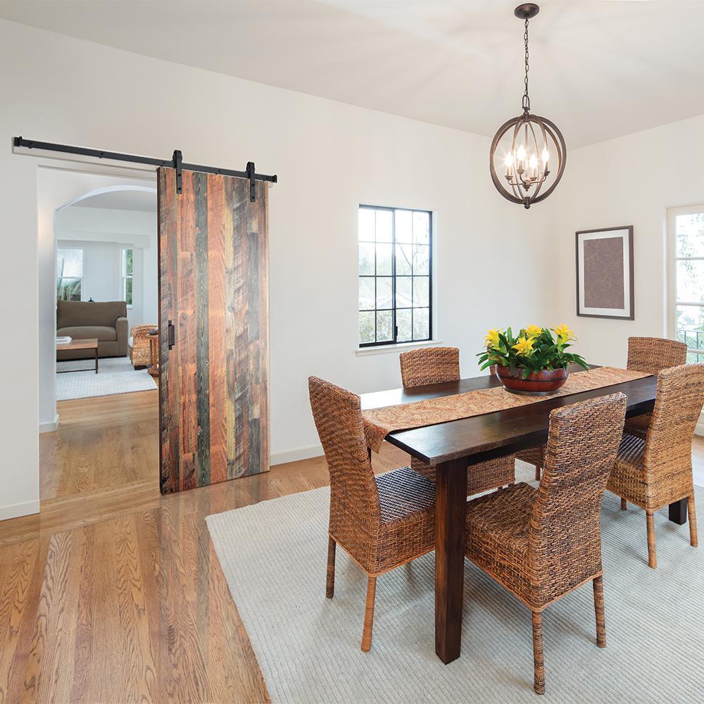 37 in. x 84 in. Antique Bourbon Pine 8215-12 Solid Core Wood Flush Barn Door with Sliding Door Hardware Kit - Super Arbor