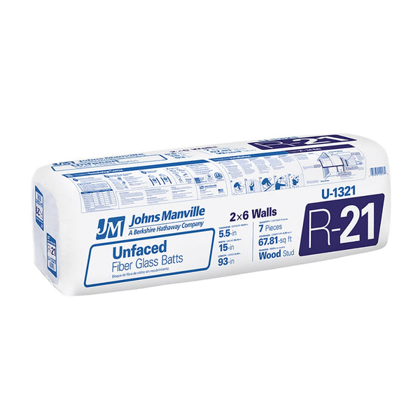 JM R-21 unfaced fiberglass batt insulation