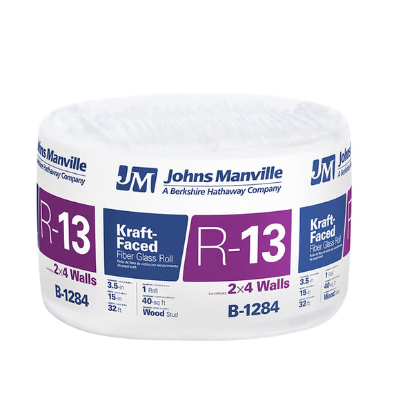 JM R-13 kraft-faced fiberglass roll insulation