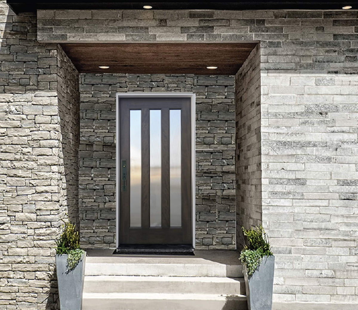 Creative Entryways 36-in x 80-in Ash Stained Prehung Full Lite Front Door