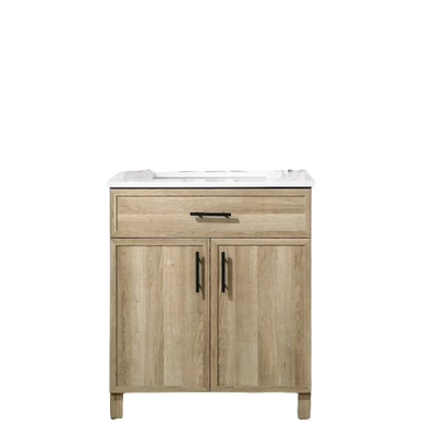 Style Selections Dolton 30-in Natural Oak Undermount Single Sink Bathroom Vanity with White Engineered Stone Top