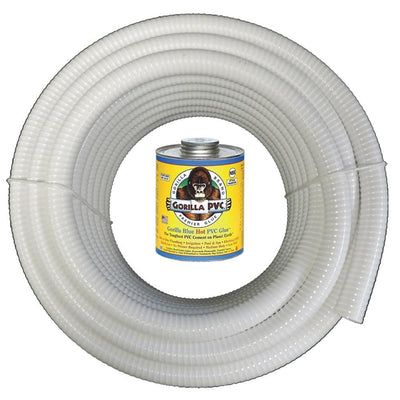 1 1/4 in. x 25 ft. White PVC Schedule 40 Flexible Pipe with Gorilla Glue