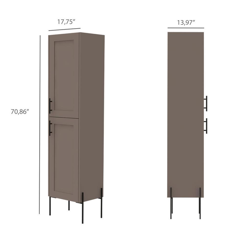 Svedin 18 in. W x 13 in. D x 71 in. H Free Standing Tall Bathroom Linen Cabinet in Taupe - Super Arbor