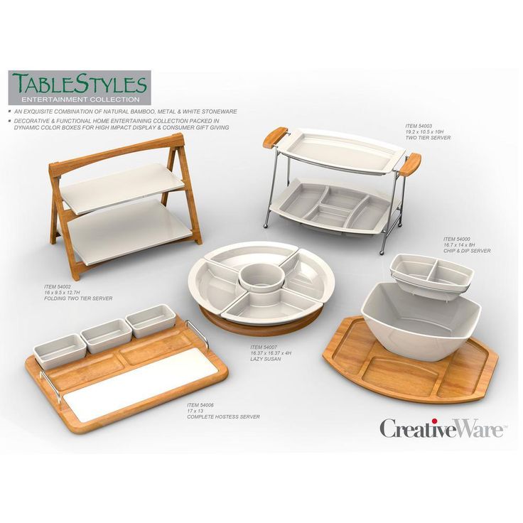 CreativeWare 'TableStyles' Bamboo and Ceramic Hostess Server with Serv ...