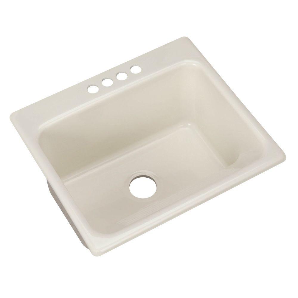 Kensington Drop-In Acrylic 25 in. 4-Hole Single Bowl Utility Sink in White - Super Arbor