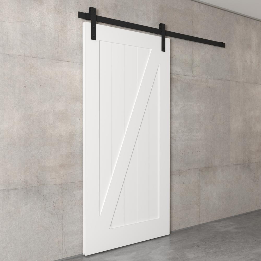 40 in. x 83 in. CALIFORNIA Solid Core White Wood Barn Door Ensemble with Sliding Door Hardware Kit - Super Arbor
