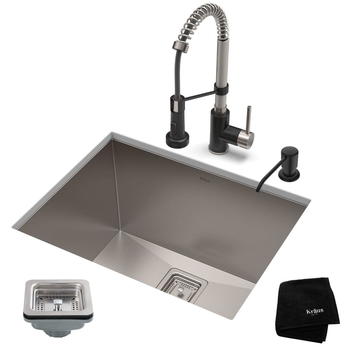 Kraus Stainless Steel Undermount Laundry Sink with Drain and Faucet
