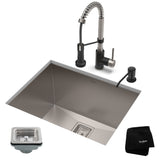 Kraus Stainless Steel Undermount Laundry Sink with Drain and Faucet