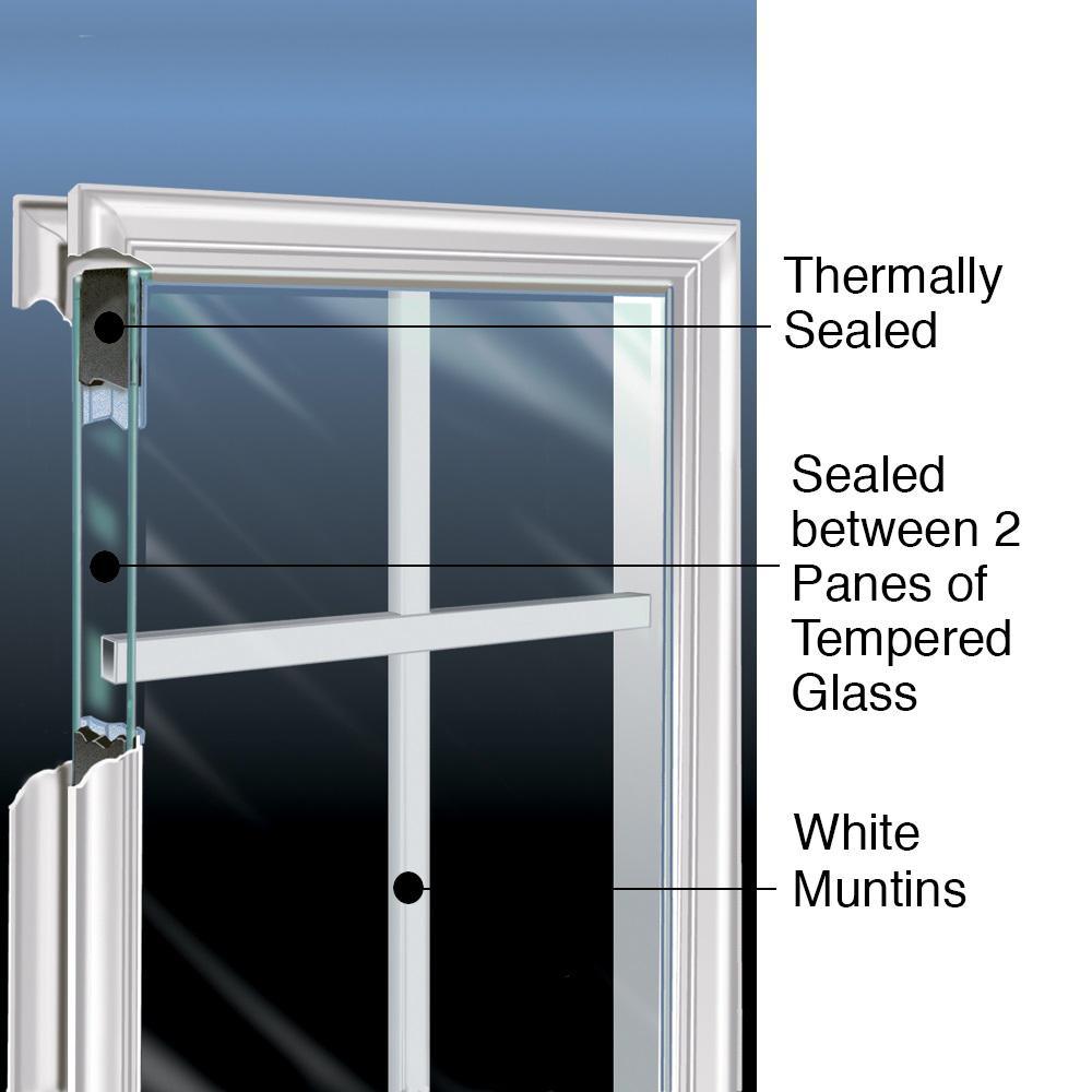 68.5 in. x 81.75 in. Internal Grilles Right-Hand Inswing 1/4-Lite Clear Painted Steel Prehung Front Door with Sidelites - Super Arbor