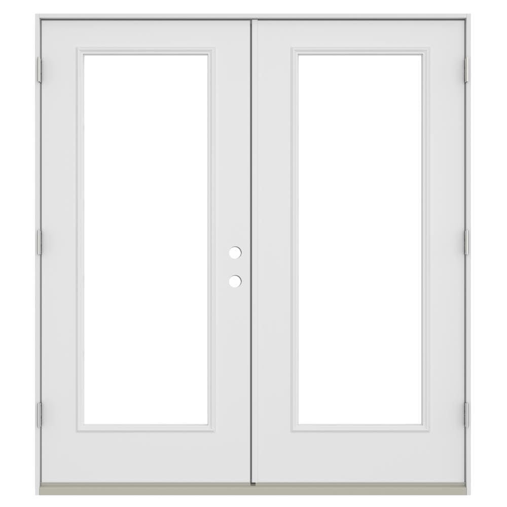 JELD-WEN 72-in x 80-in 4-9/16-in Low-E Primed Steel French Right-Hand Inswing Double Patio Door