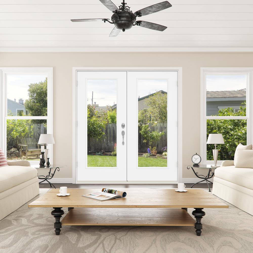 JELD-WEN 72-in x 80-in 4-9/16-in Low-E Primed Steel French Right-Hand Inswing Double Patio Door