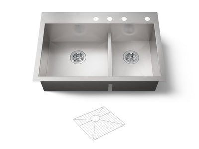 KOHLER Vault 33 in. Drop-in/Undermount Double Bowl Stainless Steel Kitchen Sink